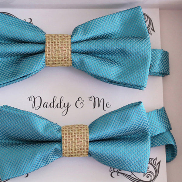 Ocean blue Bow tie set daddy son, Daddy and me gift, Grandpa and me, Kids adult bow tie,  Handmade Adjustable pre tied bow, Ocean blue