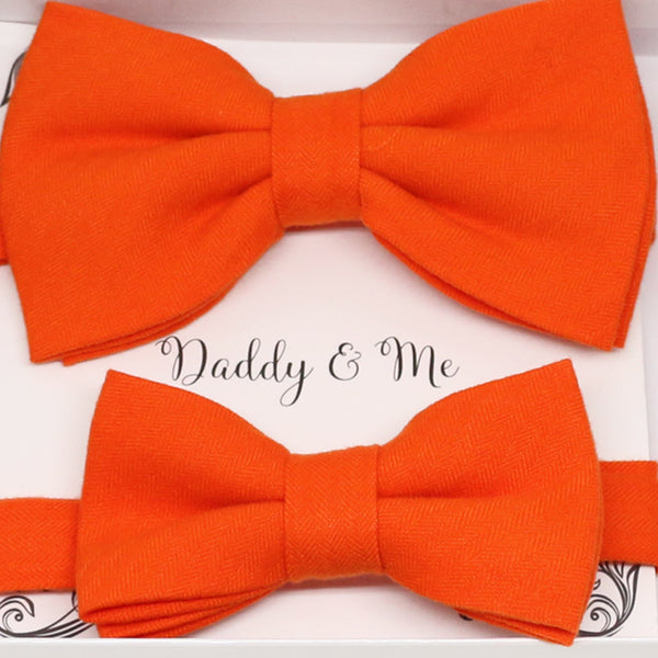 Orange Bow tie set for daddy and son, Daddy and me bow tie gift set, Grandpa me, Orange Kids bow, Orange bow tie, Father's day gift