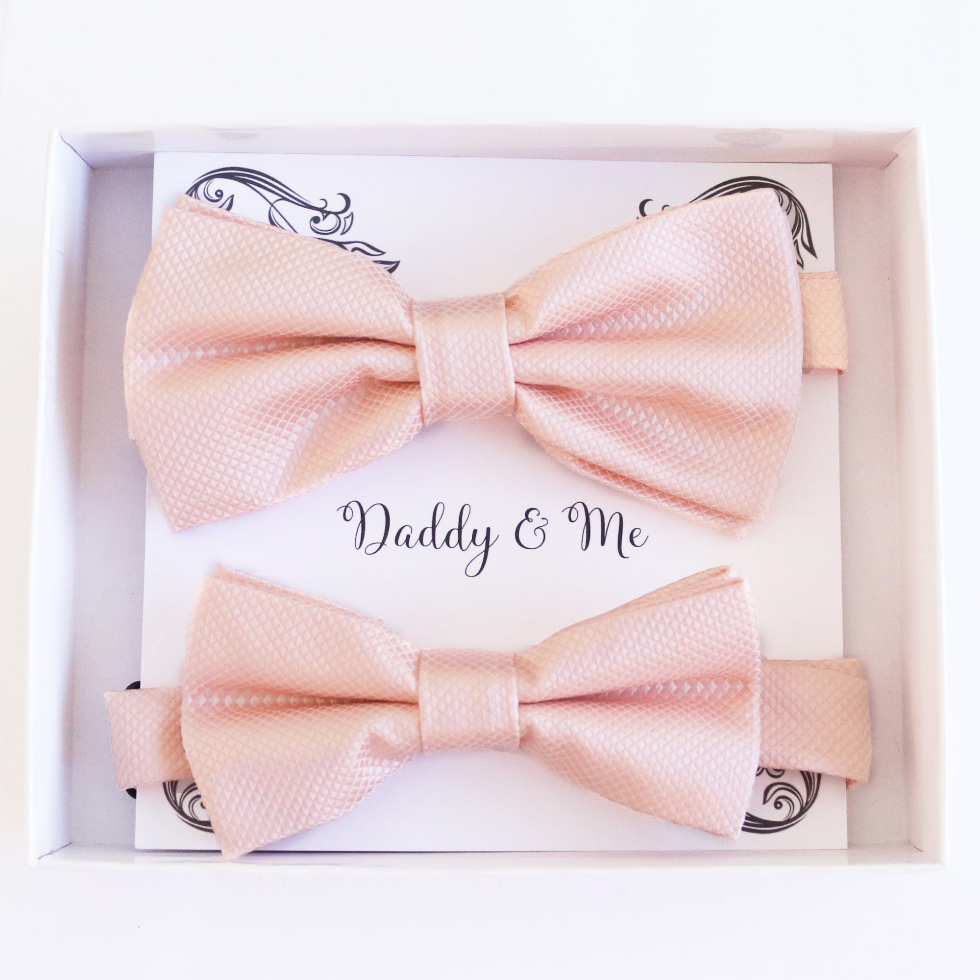 Pearl blush Bow tie set for daddy son, Daddy me gift set Father son match daddy me bow Handmade Pearl blush kids bow Adjustable pre tied bow