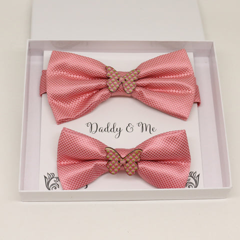 Dusty rose wooden butterfly Bow tie set for daddy and son, Daddy me gift set, Grandpa and me, Father son match, handmade, Dusty rose bow tie