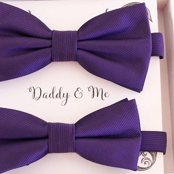 Purple Bow tie set for daddy and son, Daddy and me bow tie gift set, Grandpa me, Purple kids bow tie