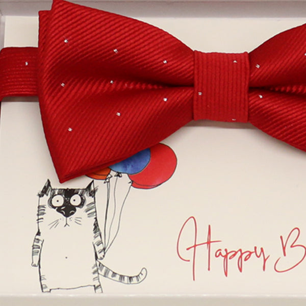 Red bow tie,Red toddler kids bow, Congrats, Happy Birthday card,  Best man request bow, Groomsman bow, Ring Bearer bow, Man of honor request