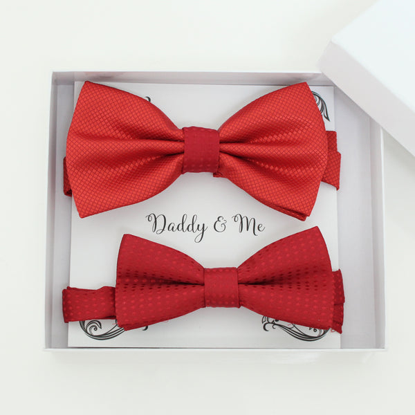 Red bow tie set for daddy and son, Daddy and me gift set, Father son matching, Red kids bow tie, daddy me bow, handmade bow tie, Red bow