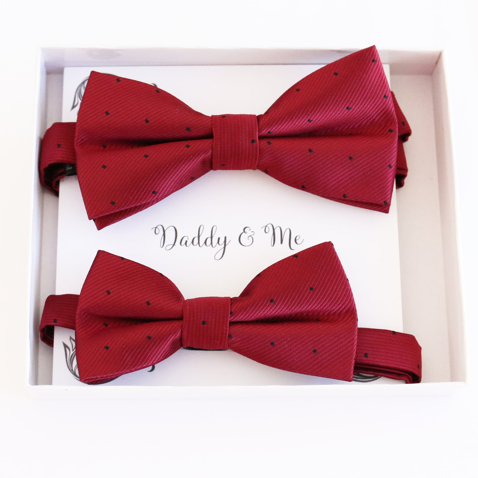 Red Bow tie set for daddy son Daddy me gift set Father son match daddy me bow Handmade kids bow Adjustable pre tied bow, High quality