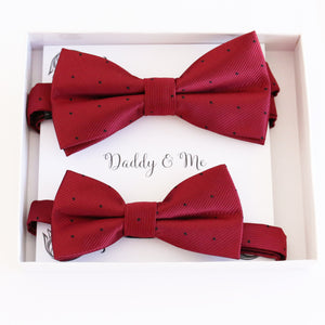 Red Bow tie set for daddy son Daddy me gift set Father son match daddy me bow Handmade kids bow Adjustable pre tied bow, High quality