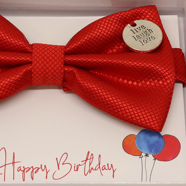 Red bow tie, Best man request gift, Groomsman bow, Man of honor gift, Best man bow, Happy Birthday, Congrats, Congrats grad Live Love laugh