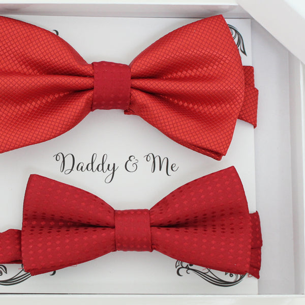 Red bow tie set for daddy and son, Daddy and me gift set, Father son matching, Red kids bow tie, daddy me bow, handmade bow tie, Red bow