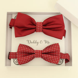 Red bow tie set for daddy and son, Daddy and me gift set, Father son matching, Red kids bow tie, daddy me bow, handmade bow tie, Red bow