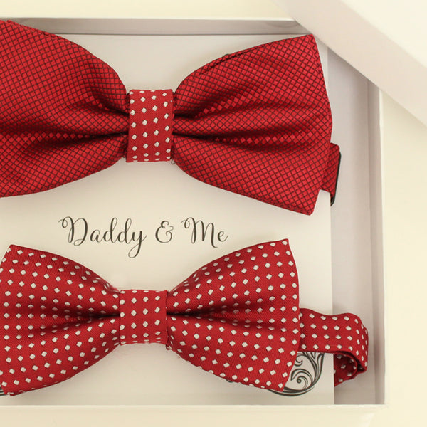 Red bow tie set for daddy and son, Daddy and me gift set, Father son matching, Red kids bow tie, daddy me bow, handmade bow tie, Red bow