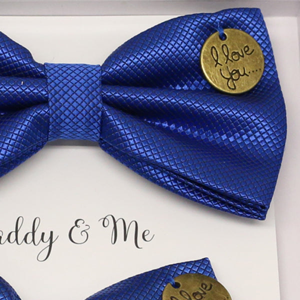 Royal blue Bow tie set for daddy and son, I love you , Daddy and me gift, Grandpa gift, Father son, Royal blue Toddler kids bow, handmade