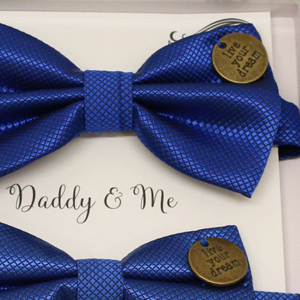 Royal blue Bow tie set for daddy and son, Live your dream, Daddy and me gift, Grandpa gift, Father son, Royal blue Toddler kids bow tie