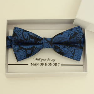 Royal blue bow tie, Paisley bow tie, Best man request gift, Groomsman bow tie, Man of honor gift, Best man bow tie, man of honor, Thank you