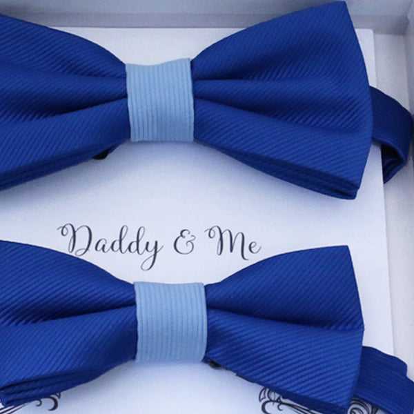 Classic blue Bow tie set daddy son, Daddy Grandpa and Me Father son matching, Kids adult bow tie, Adjustable pre tied bow High quality