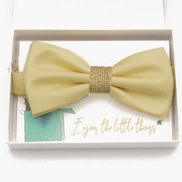 Sunlight yellow burlap bow tie Best man Groomsman Man of honor ring bearer request gift, Kids adult bow, Adjustable Pre tied High quality, Birthday Congrats