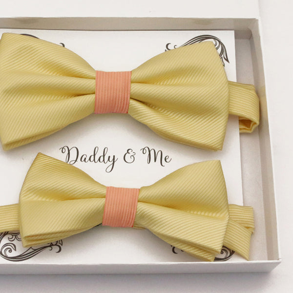 Yellow peach Bow tie set daddy son, Daddy and me gift, Grandpa and me, Father son matching, Kids bow tie, Kids adult bow tie, High quality