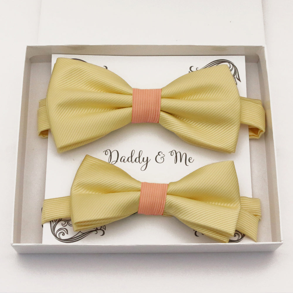 Yellow peach Bow tie set daddy son, Daddy and me gift, Grandpa and me, Father son matching, Kids bow tie, Kids adult bow tie, High quality