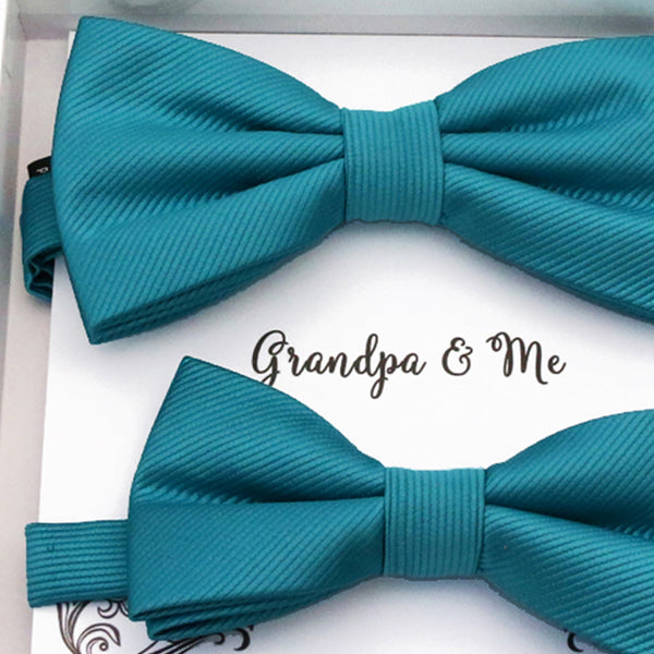 Teal Blue Bow tie set daddy son, Daddy and me gift, Grandpa and me, Father son matching, Kids bow tie, Kids adult bow tie, High quality