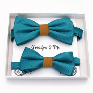 Teal blue and orange Bow tie set daddy son, Daddy and me gift, Grandpa and me, Father son matching, Kids bow tie, Kids adult bow tie, High quality