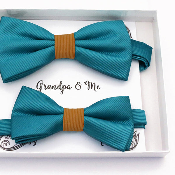 Teal blue and orange Bow tie set daddy son, Daddy and me gift, Grandpa and me, Father son matching, Kids bow tie, Kids adult bow tie, High quality