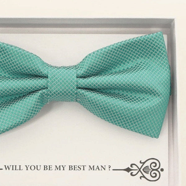 Turquoise blue bow tie Best man Groomsman Man of honor ring bearer request gift, Kids adult bow, Adjustable Pre tied High quality, Birthday