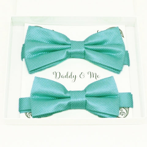 Turquoise blue Bow tie set for daddy and son, Daddy me gift set, Grandpa and me, Father son matching, Toddler bow tie, daddy me bow tie gift