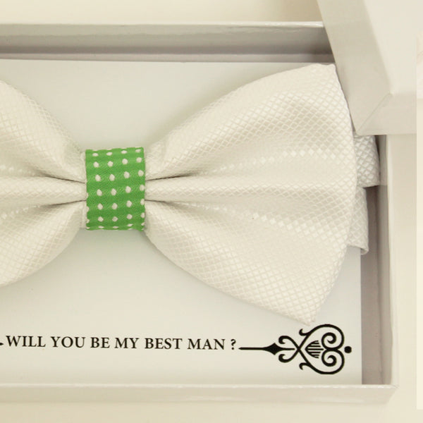 White Green bow tie, Best man request bow, Groomsman bow tie, Ring Bearer bow tie, Man of honor gift, Kids bow tie, Man of honor bow