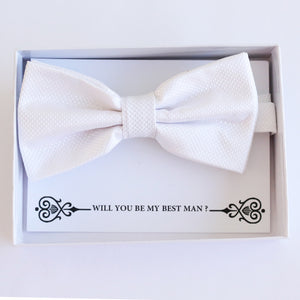 White bow tie, Best man request gift, Groomsman bow tie, Ring Bearer bow tie, Man of honor gift, baby announcement, toddler White bow tie