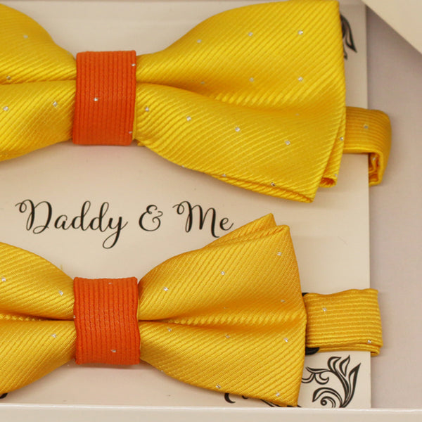 Sunny Yellow and Burnet orange Bow tie set for daddy and son, Daddy me gift set, Grandpa and me, Father son match, Toddler bow, Color year