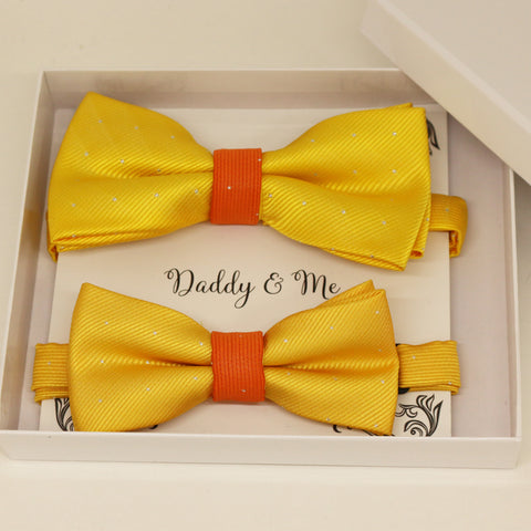Sunny Yellow and Burnet orange Bow tie set for daddy and son, Daddy me gift set, Grandpa and me, Father son match, Toddler bow, Color year