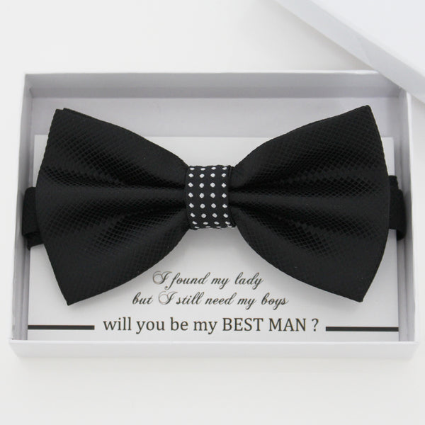 Black bow tie, Best man request gift, Groomsman bow tie, Ring Bearer bow, Man of honor gift, baby announcement, toddler bow, handmade bow