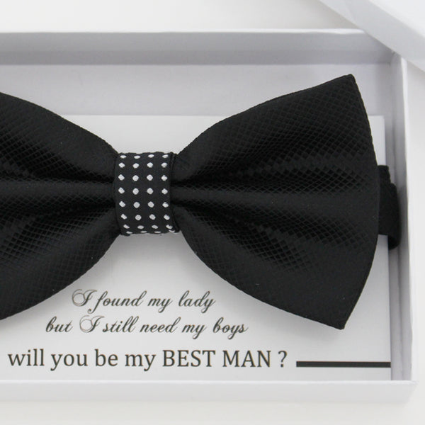 Black bow tie, Best man request gift, Groomsman bow tie, Ring Bearer bow, Man of honor gift, baby announcement, toddler bow, handmade bow