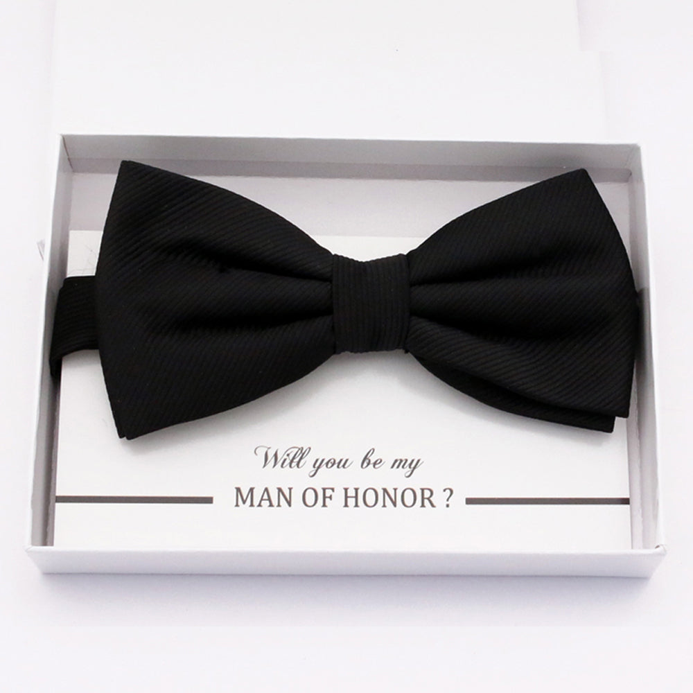 Black bow tie Best man Groomsman Man of honor ring bearer request gift, Kids adult bow, Adjustable Pre tied High quality, Birthday Congrats