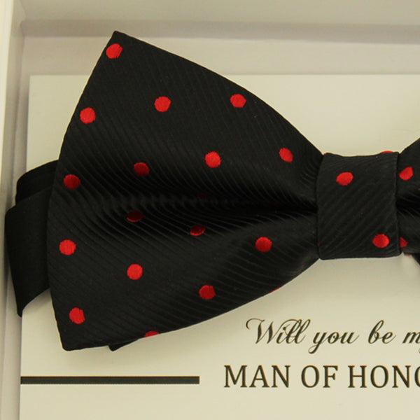 Black Red  bow tie, Best man request gift, Groomsman bow tie, Man of honor gift, Best man bow tie, best man gift, man of honor request bow