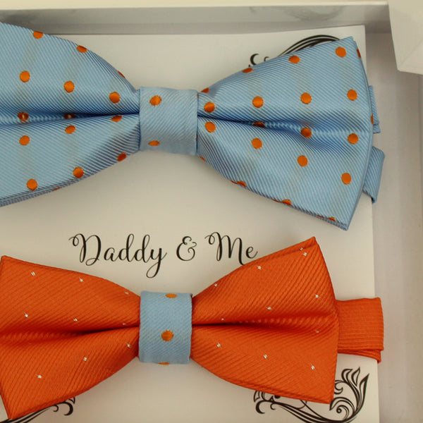 Blue and burnt orange Bow tie set for daddy and son, Daddy me gift set, Grandpa and me, Father son matching, daddy me bow tie, Handmade bow
