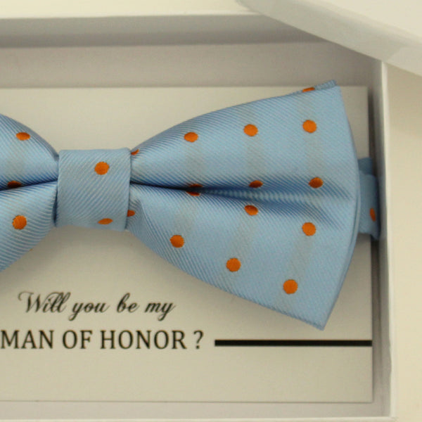 Blue orange bow tie, Best man request gift, Groomsman bow tie, Man of honor gift, Best man bow tie, best man gift, man of honor request bow