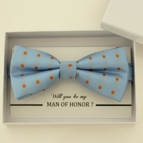 Blue orange bow tie, Best man request gift, Groomsman bow tie, Man of honor gift, Best man bow tie, best man gift, man of honor request bow