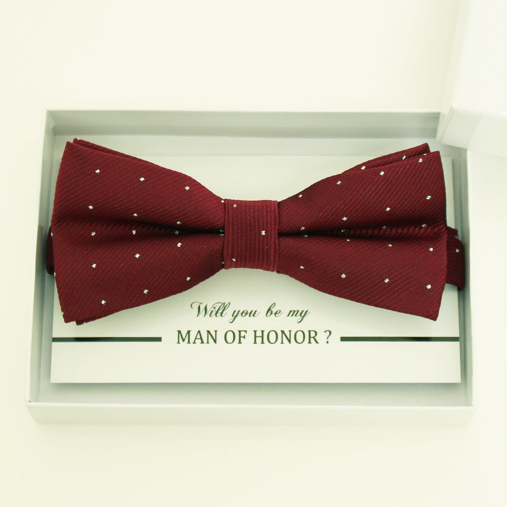 Burgundy bow tie, Best man request gift, Groomsman bow tie, Man of honor gift, Best man bow tie, man of honor, Burgundy bow, thank you gift