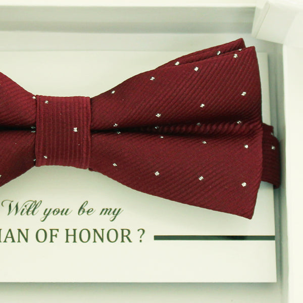 Burgundy bow tie, Best man request gift, Groomsman bow tie, Man of honor gift, Best man bow tie, man of honor, Burgundy bow, thank you gift