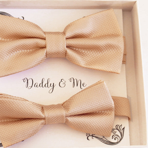 Champagne Bow tie set for daddy and son Daddy me gift set Grandpa Father son matching Adjustable pre tied bow, Toddler bow tie 