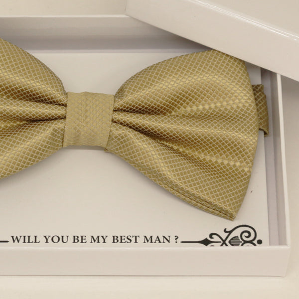 Champagne bow tie, Best man request gift, Groomsman bow tie, Ring Bearer bow tie request, Man of honor gift,best man request, toddler bow