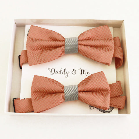 Copper and silver bow tie set for daddy and son, Daddy and me gift set, Grandpa and me, Father son matching, Toddler bow tie, handmade bow