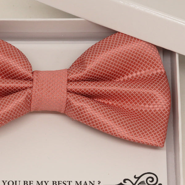 Coral bow tie, Best man gift , Groomsman bow tie, Man of honor gift, Best man bow tie, best man gift, man of honor request, Ring bearer Gift