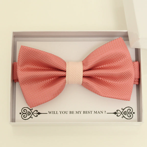 Coral blush bow tie, Best man gift , Groomsman bow tie, Man of honor gift, Best man bow tie, best man gift, man of honor request, handamde