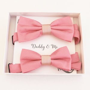Dusty Rose bow tie set for daddy and son, Daddy me gift set, Grandpa me, Father son matg, Toddler kids handmade bow Adjustable pre tied bow 