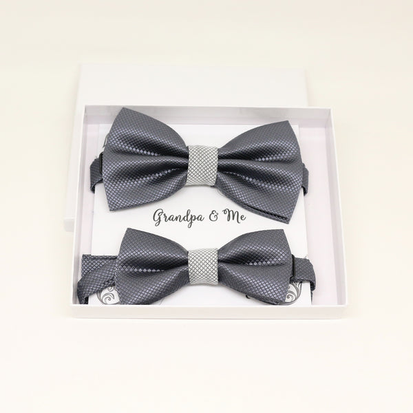 Charcoal gray Bow tie set for daddy and son, Daddy me gift set, Grandpa and me, Father son match, charcoal Toddler Kids bow, daddy me bow