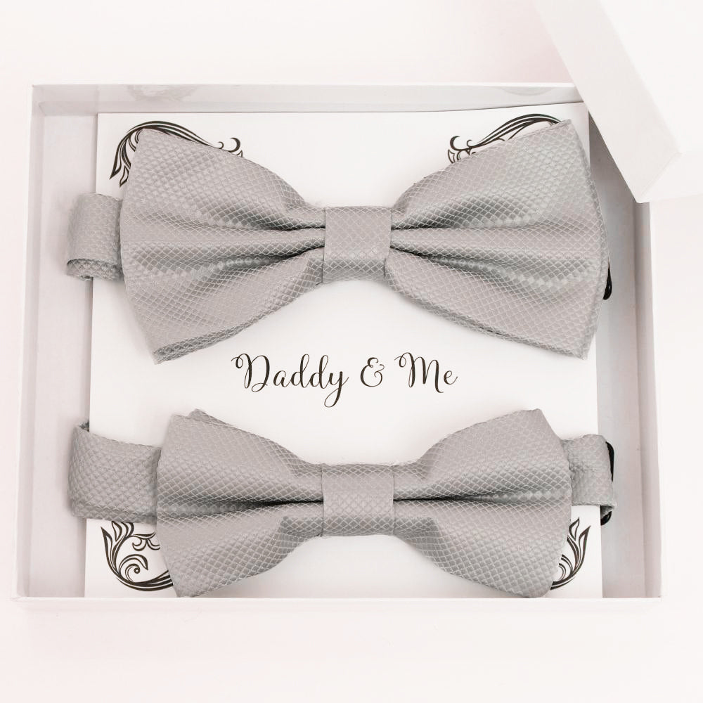 Gray Bow tie set for daddy and son, Daddy me gift set, Grandpa and me bow, Father son matching, Gray Kids bow tie, daddy me bow tie gift