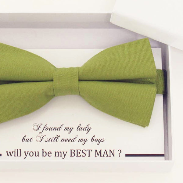 Olive green bow tie, Best man request gift, Groomsman bow tie, Man of honor gift, Best man bow tie, best man gift, man of honor request bow