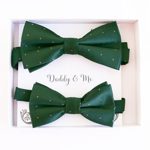 Green Bow tie set for daddy son Daddy me gift set Father son match daddy me bow Handmade kids bow Adjustable pre tied bow, High quality