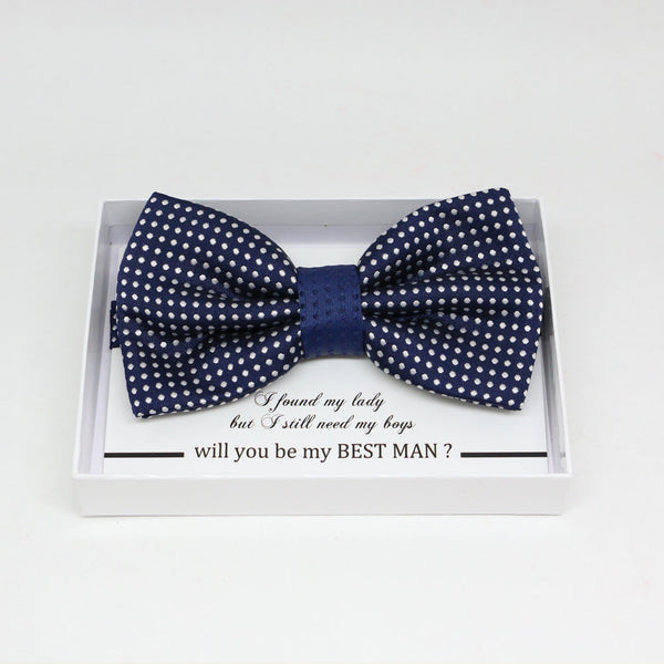 Navy bow tie, Best man request gift, Groomsman bow tie, Ring Bearer bow tie, Man of honor gift, baby announcement, toddler bow, handmade