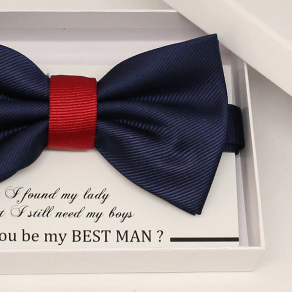 Navy red bow tie, Best man request gift, Groomsman bow tie, Man of honor gift, Best man bow tie, best man gift, man of honor request